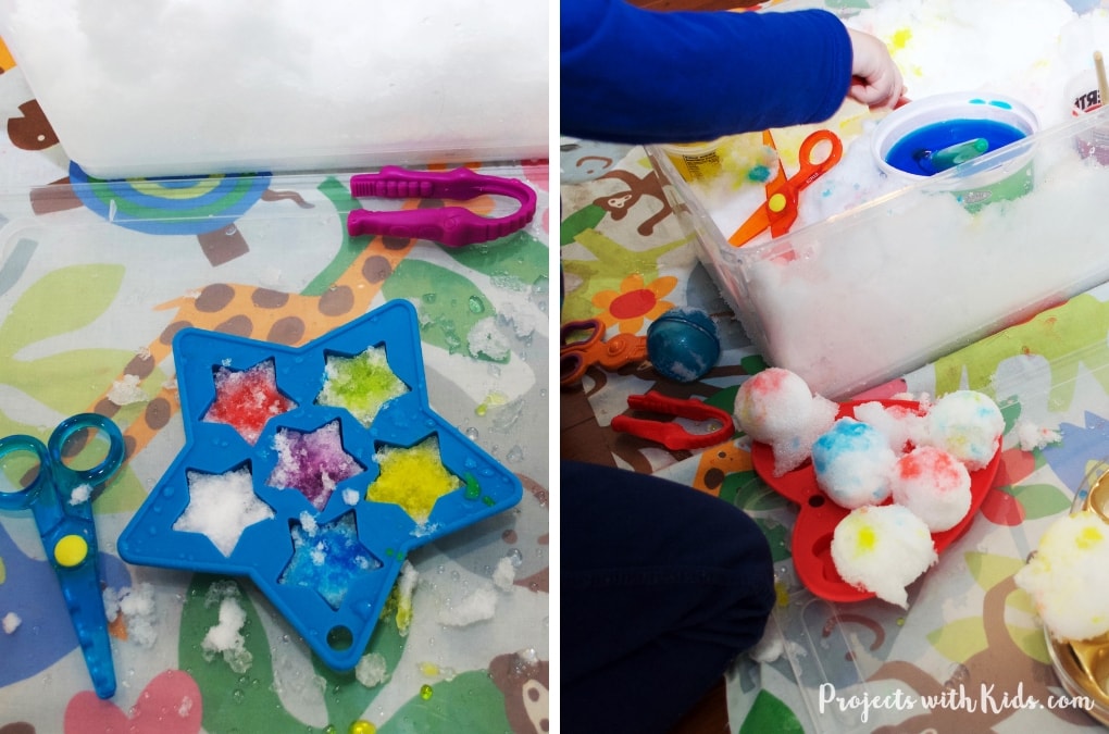 This is an easy almost no prep activity that will have your kids engaged and having fun playing with snow and creating beautiful colored snow sculptures. 