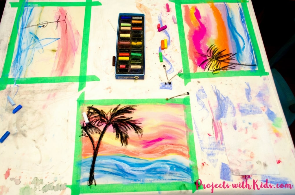 Create Stunning Chalk Pastel Sunsets With Kids Projects With Kids