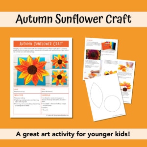 Shopify listing image for an autumn sunflower craft for kids using oil patsels