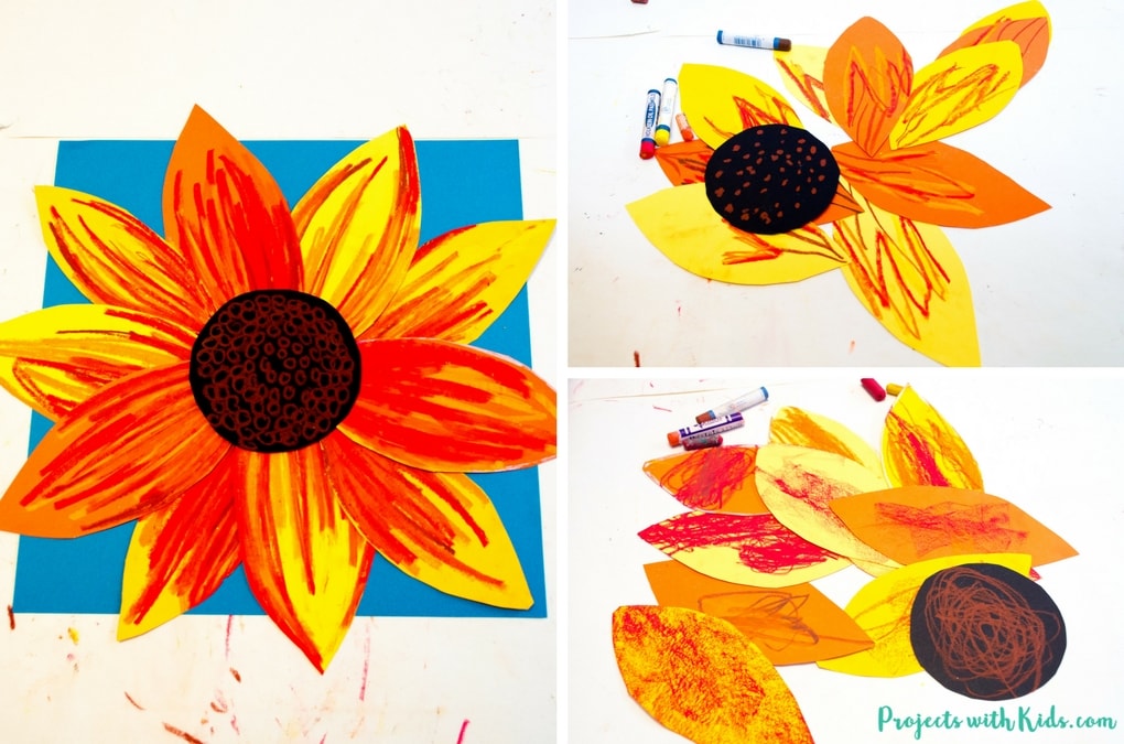 This autumn sunflower craft with oil pastels is a beautiful way to bring the vibrant colors of fall indoors. Kids will love exploring oil pastels and the different textures that can be made. Read the full post to download your FREE sunflower template!