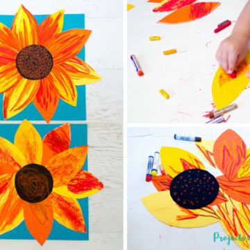 This autumn sunflower craft with oil pastels is a beautiful way to bring the vibrant colors of fall indoors. Free printable sunflower template included!