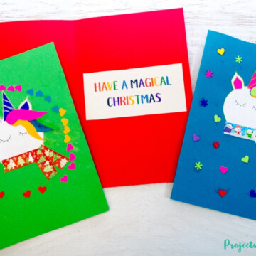 Spread some holiday magic this season with these adorable and colorful unicorn Christmas cards! Kids will love making and giving them to their friends and family this Christmas. Free printable template included.