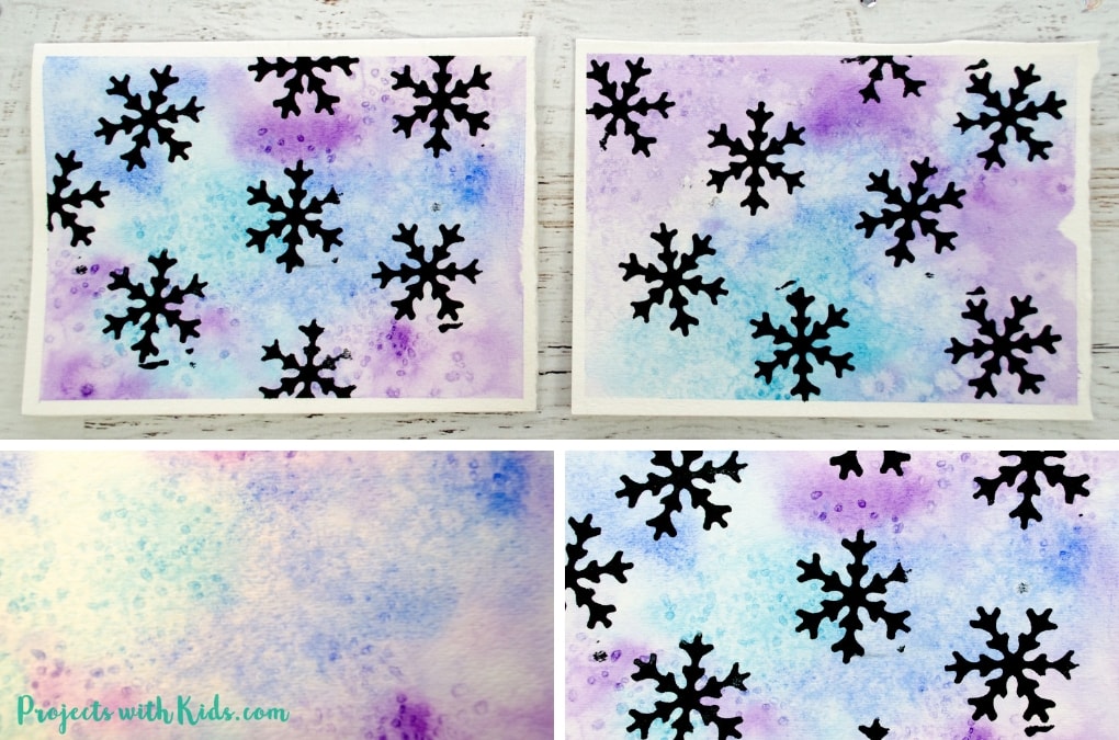 Create stunning snowflake watercolor winter art with simple watercolor techniques that kids of all ages can do and get amazing results! Kids will love exploring watercolors and different techniques to create this winter painting.