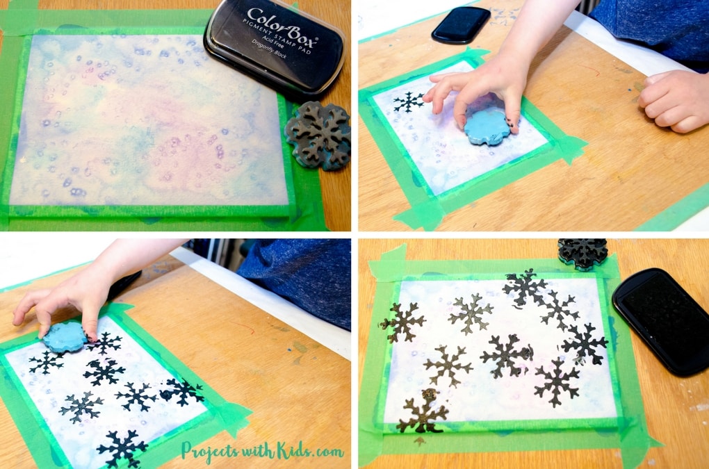 Create stunning snowflake watercolor winter art with simple watercolor techniques that kids of all ages can do and get amazing results! Kids will love exploring watercolors and different techniques to create this winter painting. A beautiful piece of winter decor that would also make a great handmade gift. 
