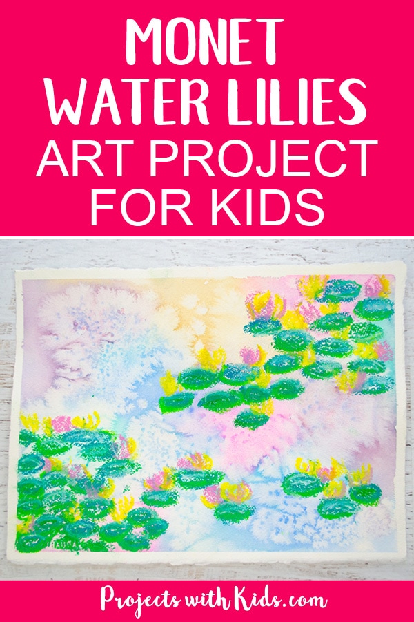 Explore easy watercolor techniques and oil pastels in this Monet water lilies art project for kids. Create beautiful and colorful paintings inspired by the famous artist Claude Monet. Kids will have fun creating their own masterpiece! #watercolorpainting #oilpastels #monetwaterlilies #projectswithkids 