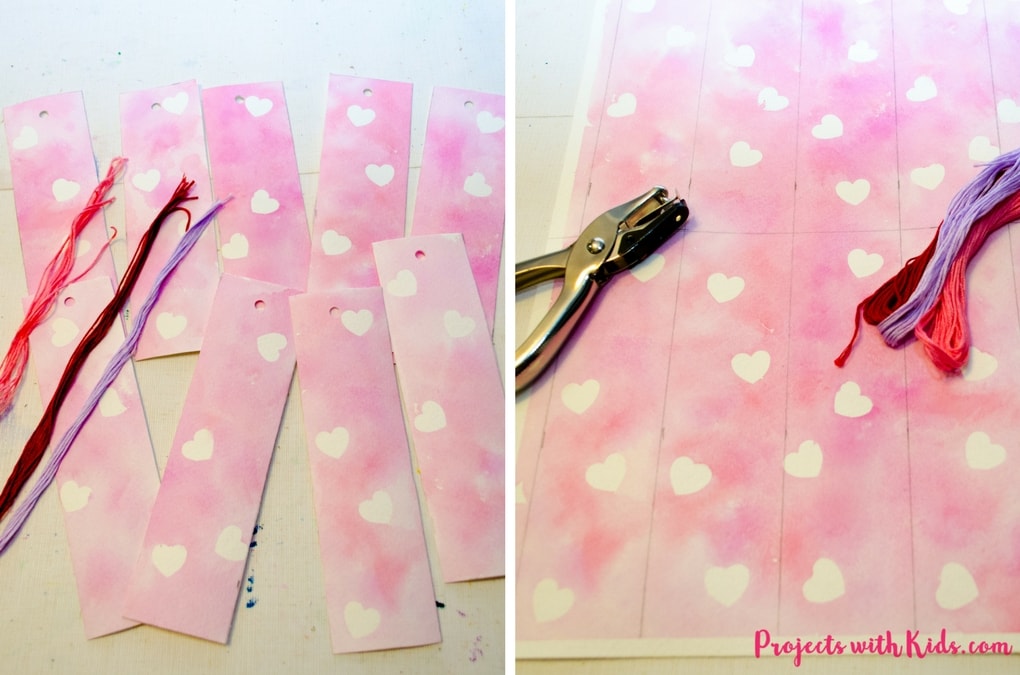 Kids can try out this unique watercolor technique and make beautiful and colorful Valentine's bookmarks for their friends. A great non-candy Valentine's Day art project! 