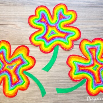 Rainbow oil pastels four leaf clover craft activity for kids.