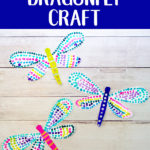 This q-tip painted dragonfly craft is a fun and easy summer activity for kids of all ages. Kids will have fun designing their dragonfly wings, each one will be unique and beautiful. This is a wonderful and relaxing painting project that is also great for working on fine motor skills. Free printable dragonfly template included! #artprojectsforkids #summercraft #kidscraft #dragonflycraft #projectswithkids