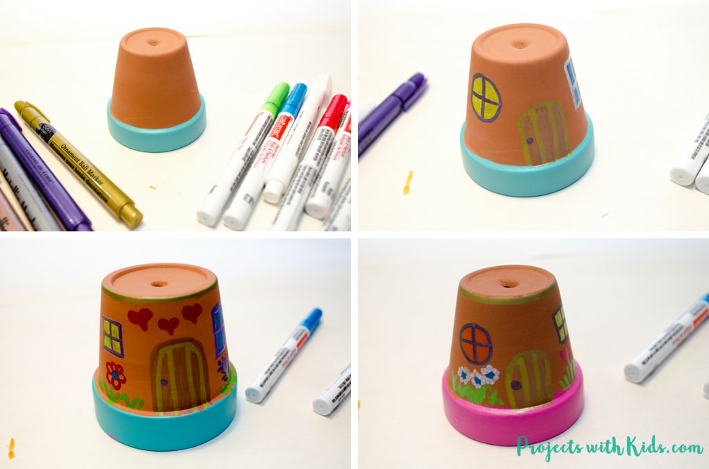 These fairy houses are just adordable and so easy to make! Kids will love creating these painted fairy houses and finding special places for them in the garden. Easy to make for kids of all ages with just a few simple supplies. 