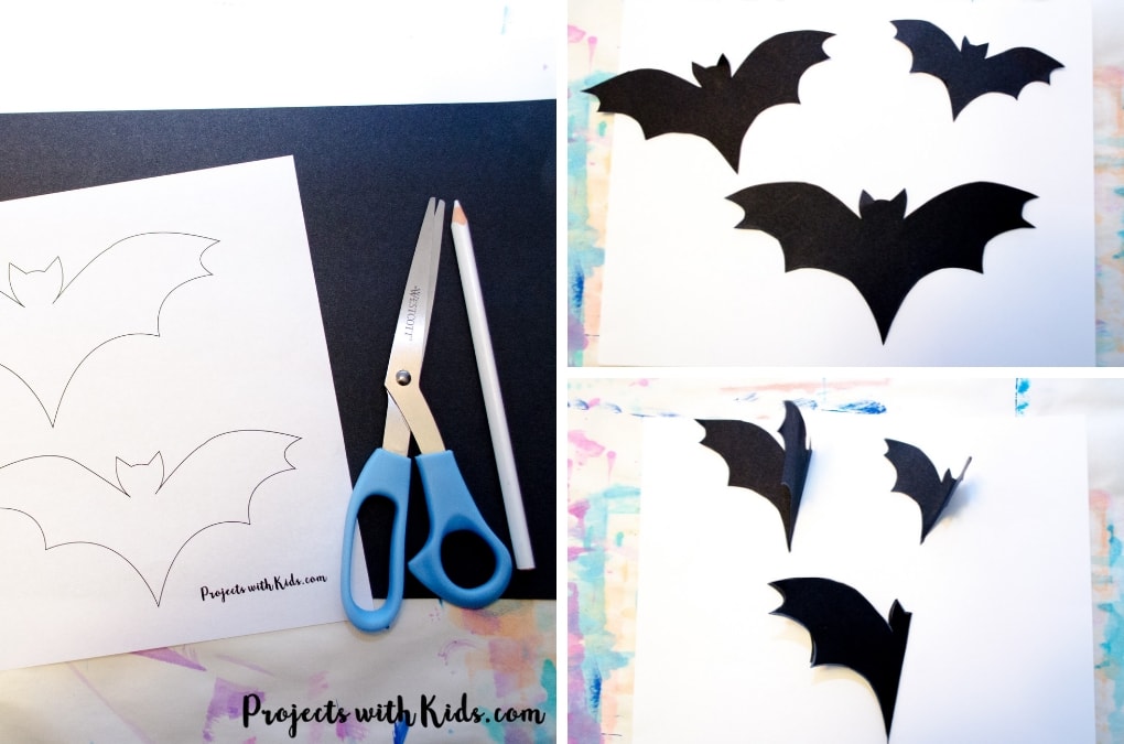 A full moon, spooky Halloween sky and flying bats all come together to make this awesomely spooky Halloween art project that kids will love to create! Free bat templates included. 