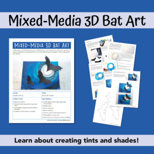 Shopify listing image of mixed-media 3D bat art project PDF 