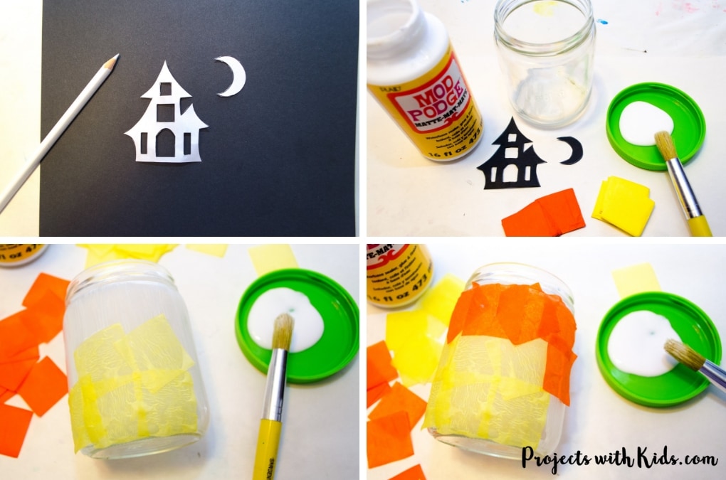 Kids will love to create these gorgeous Halloween lanterns that sparkle and glow in the candlelight! A fun Halloween craft to help decorate for the season. Free printable templates included.
