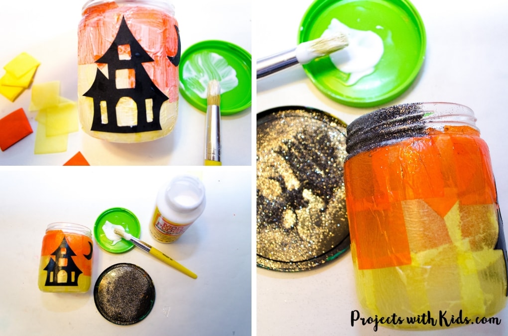 Kids will love to create these gorgeous Halloween lanterns that sparkle and glow in the candlelight! A fun Halloween craft to help decorate for the season. Free printable templates included.