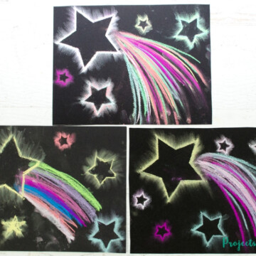 Use easy chalk pastel techniques to create shooting star paintings that are out of this world! Free star templates included.
