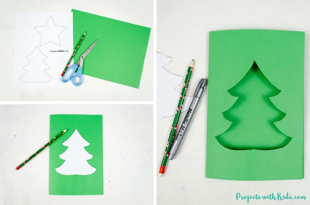 These kid made Christmas cards with coffee filters are colorful and glittery and super simple for kids to make. Free printable templates included. 