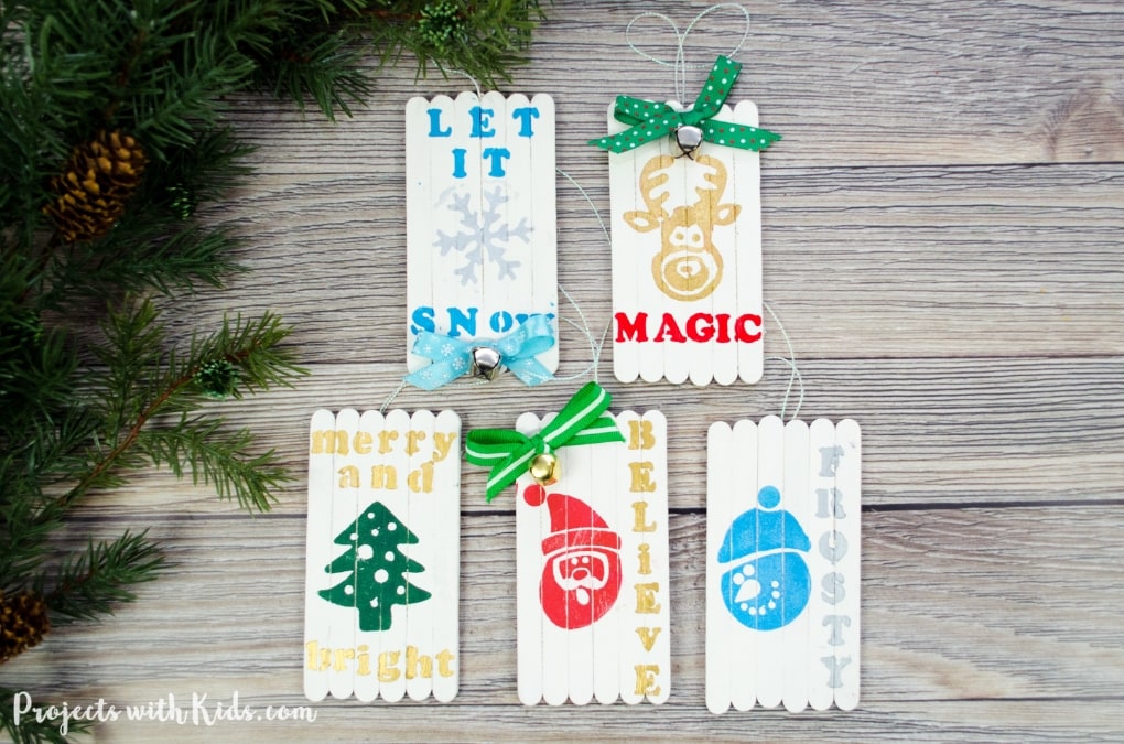 Mini Pallet Popsicle Stick Christmas Ornaments Projects With Kids