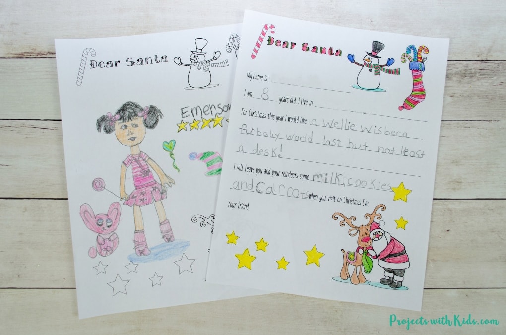Free Santa letter printable template for kids to write and color. A wonderful Christmas coloring and writing activity for kids. Three templates to choose from depending on the age of the child! 