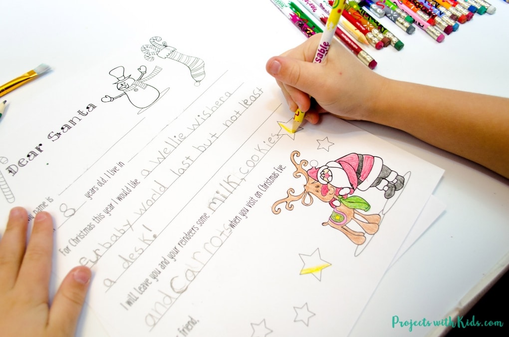 Free Santa letter printable template for kids to write and color. A wonderful Christmas coloring and writing activity for kids. Three templates to choose from depending on the age of the child! 