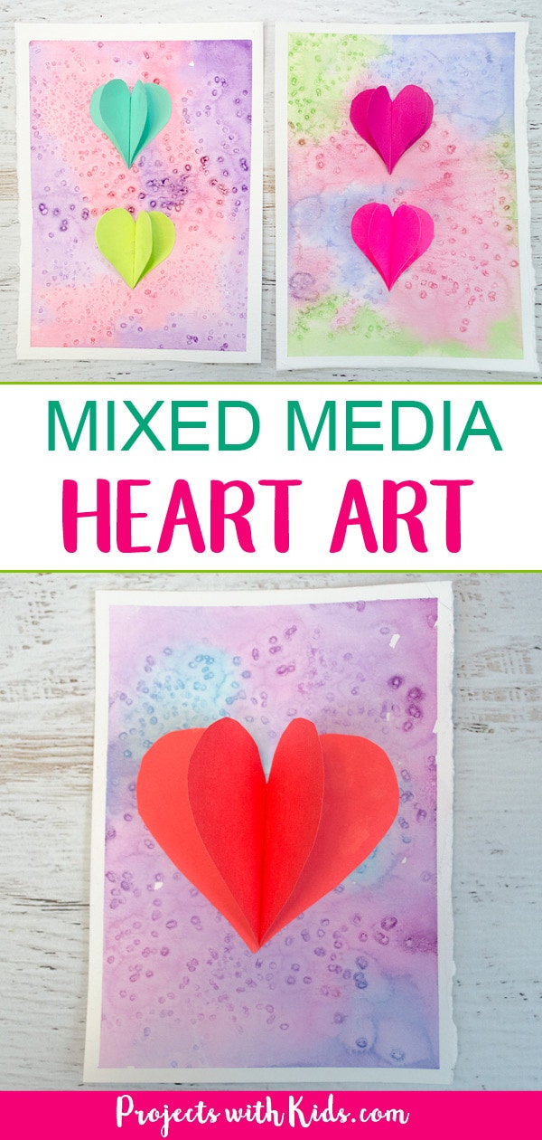 Kids will love using watercolors and paper to create this beautiful heart art project that is perfect for Valentine's Day and Mother's Day. Easy watercolor techniques makes this a perfect art project for kids of all ages. #heartart #valentinesdaycrafts #watercolorpainting #mothersdaycrafts #projectswithkids