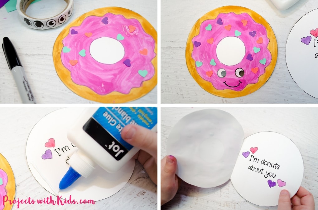 Kids will have tons of fun creating these adorable Valentine's Day donut cards! A super easy Valentine's craft that comes with a free printable. 