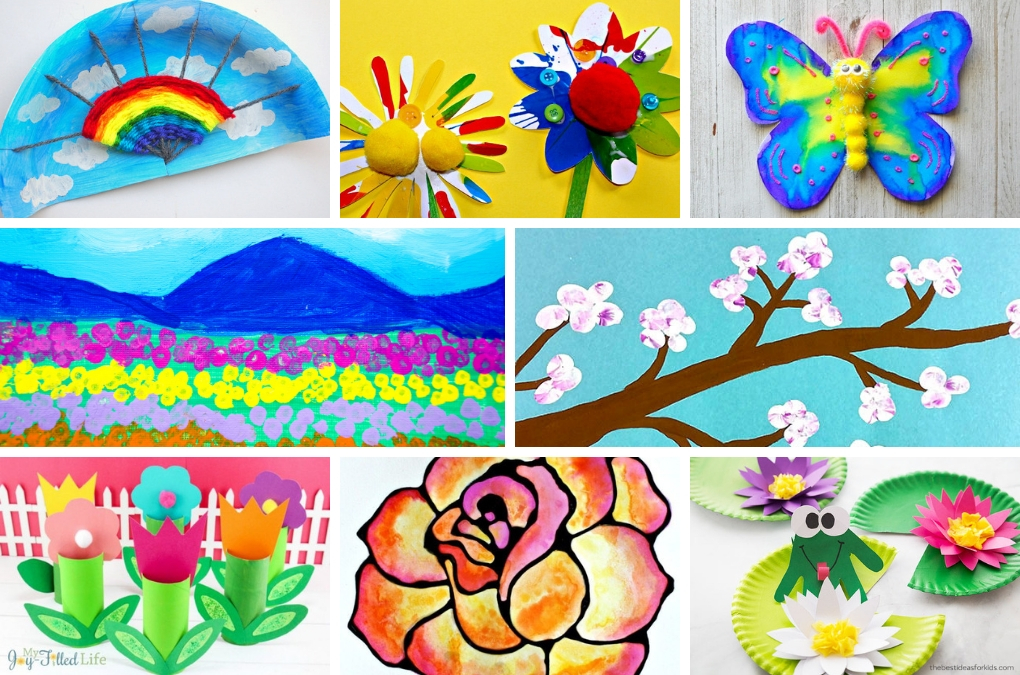 Welcome spring with over 45 gorgeous spring art projects for kids. Ideas for older kids and tweens as well as younger kids and preschoolers. Colorful spring crafts kids of all ages will love! #springcrafts #kidsart #projectswithkids