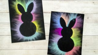 This bunny art project is adorable and so fun for kids to make! Kids will love using this easy chalk pastel technique to create this brightly colored Easter craft. Free bunny template included.