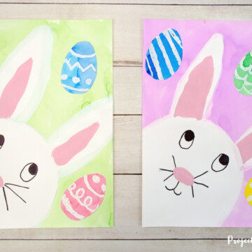 This easter bunny painting is absolutely adorable and so fun for kids to make! Two different bunny printables available to make this Easter craft easy for kids of all ages.