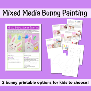 Mixed media bunny painting shopify listing image.