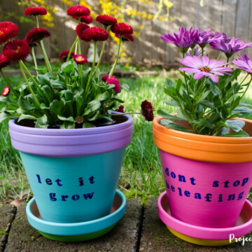 These bright and cheerful DIY painted flower pots are so fun and easy for kids to make! A wonderful kid-made gift idea for Mother's Day, and a great summer craft project.