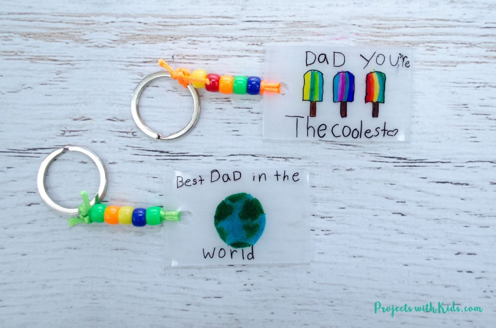 Father's day keychains made with shrinky dinks