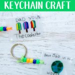 Kids will have fun making this super easy Father's Day keychain craft using shrinky dinks! Free printable template included. #projectswithkids #fathersdaycrafts #shrinkydinks #kidscrafts