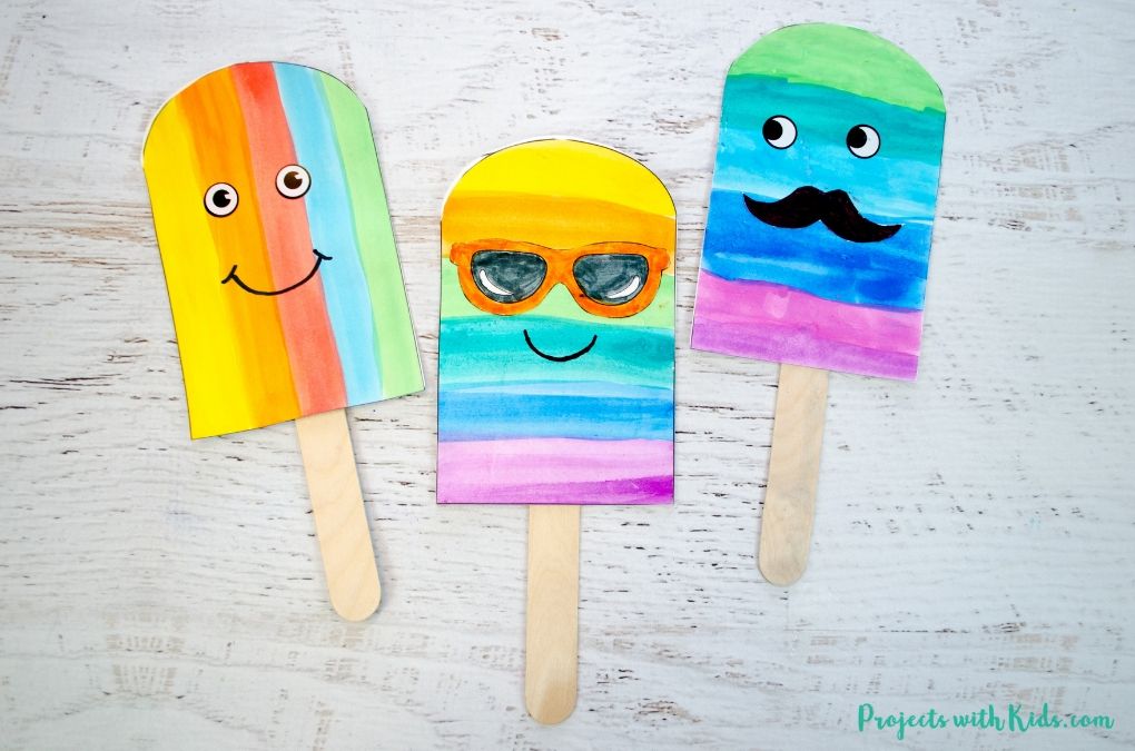 Finished image of the fronts of the Father's Day popsicle cards.