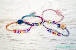 Braided friendship bracelets with letter beads