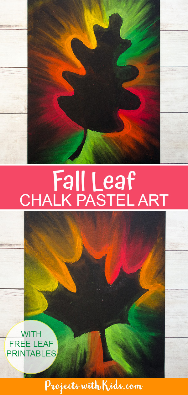 Chalk pastel fall leaf art Pinterest image