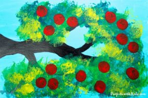 Apple tree painting with cotton balls feature image