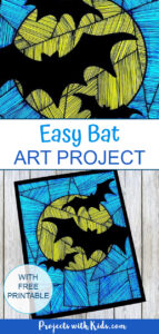 Easy Bat Art Project with Printable - Projects with Kids