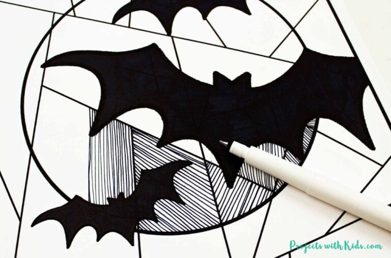 Easy Bat Art Project with Printable - Projects with Kids
