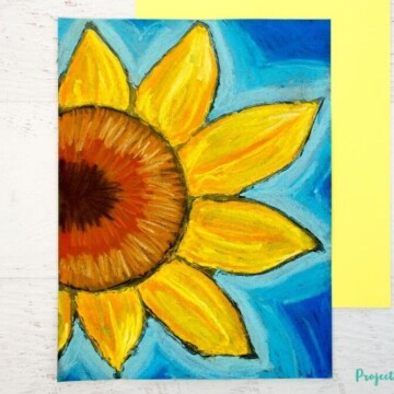 Glue and chalk pastel sunflower art for kids