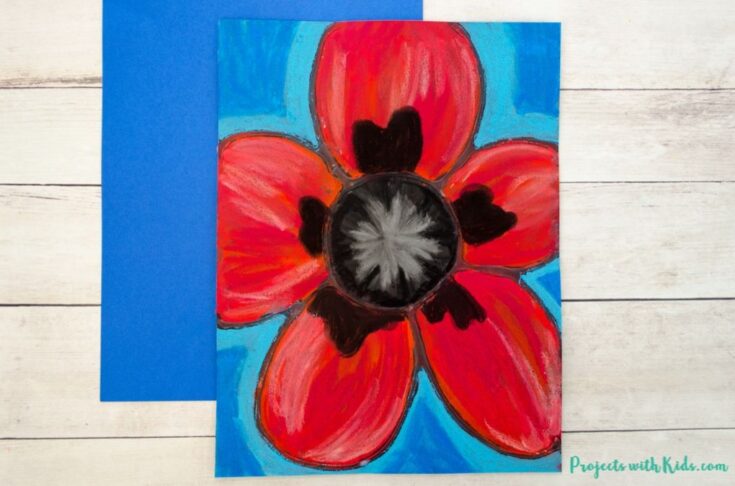 chalk pastel poppies inspired by Georgia O'Keeffe
