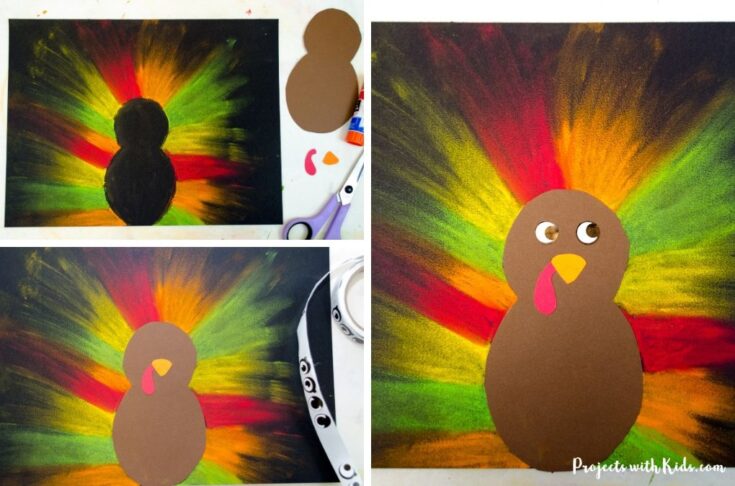 Colorful Chalk Pastel Turkey Craft for Kids - Projects with Kids