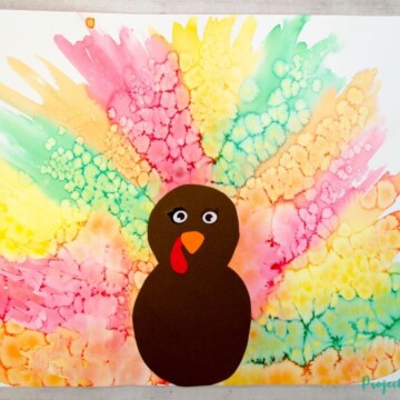 watercolor turkey craft with paper turkey