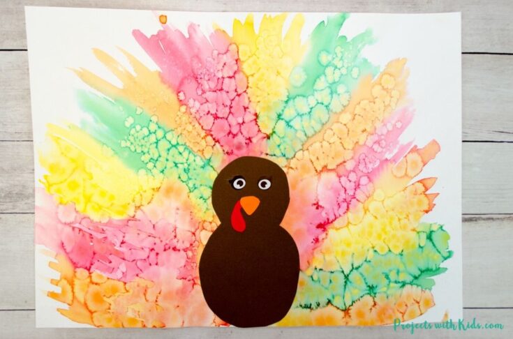 watercolor turkey craft with paper turkey