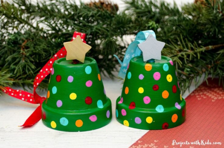 How to Make Adorable Clay Pot Christmas Tree Ornaments | Projects with Kids