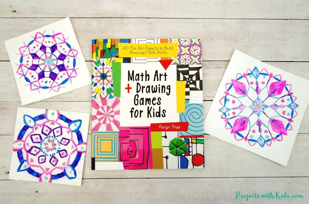 Snowflake mandala drawings with Math Art & Drawing Games for Kids book.