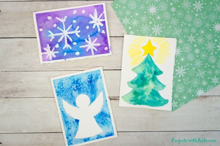 Easy Watercolor Christmas Cards for Kids to Make - Projects with Kids