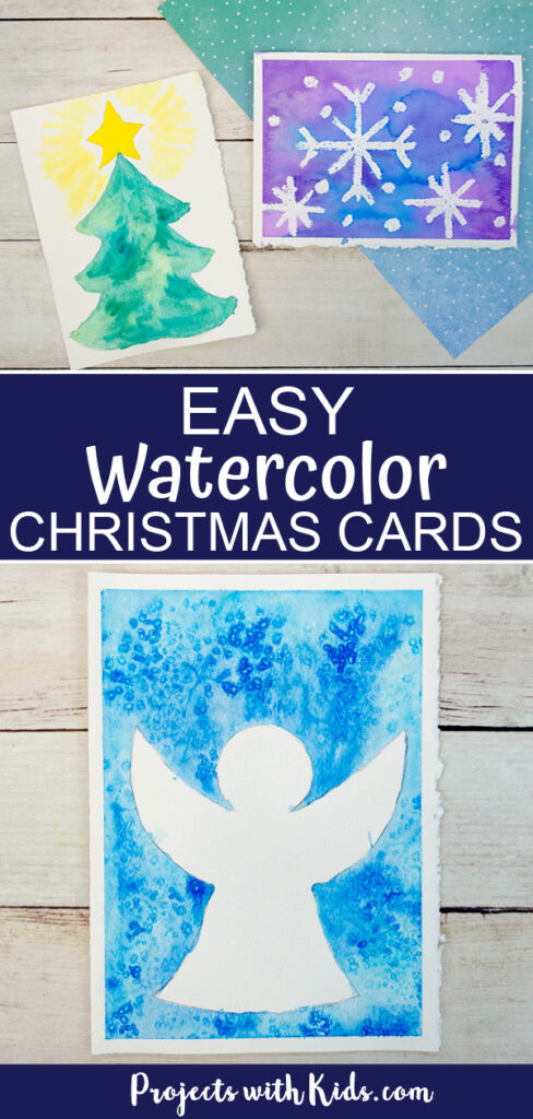 Easy Watercolor Christmas Cards for Kids to Make - Projects with Kids