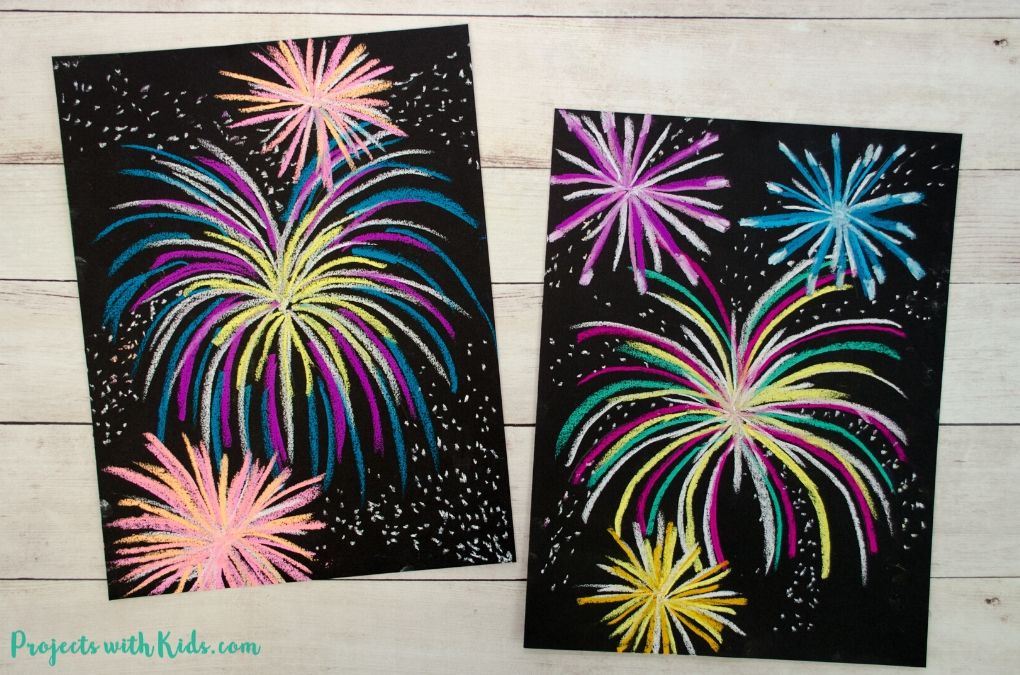 Festive Chalk Pastel Fireworks Art Project Projects With Kids