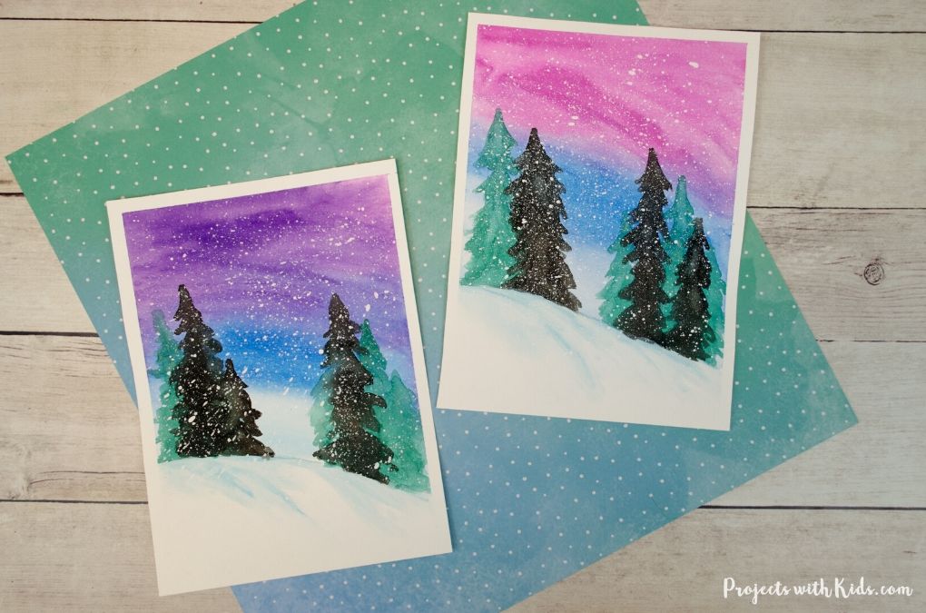 simple winter watercolor painting