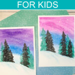 Winter watercolor art project for kids.