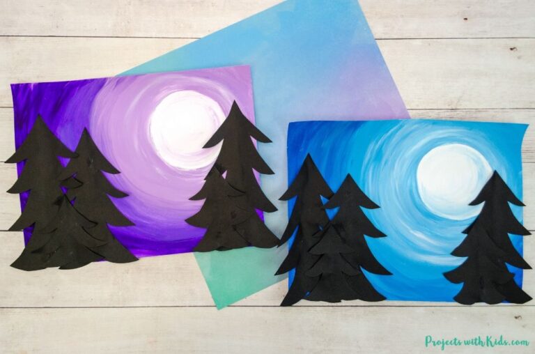 Watercolor Resist Winter Birch Tree Painting Idea for Kids - Projects ...